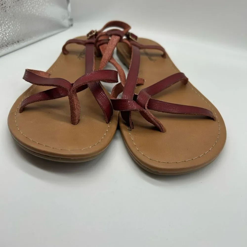 American Eagle Outfitters Women's Red Strappy Thong Sandals Size 9.5